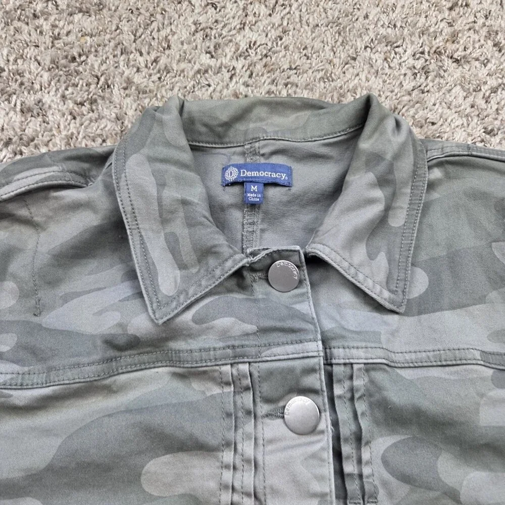 Democracy Jacket Womens Medium Green Utility Casual Camo